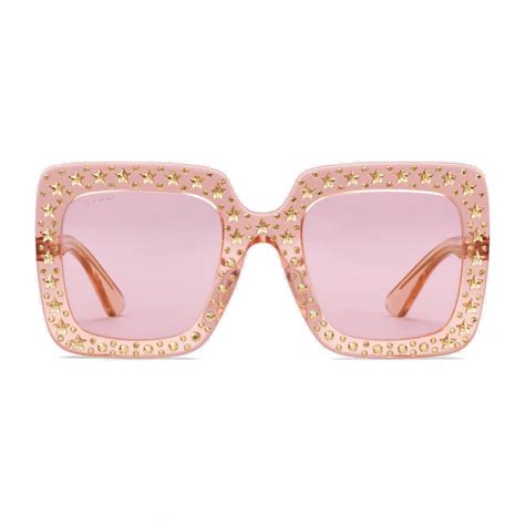 gucci clear pink glasses|gucci pink sunglasses square.